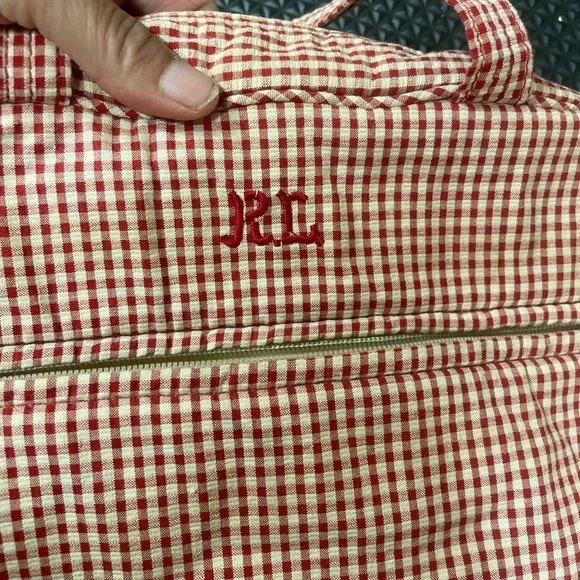 Vintage Ralph Lauren Red Travel Bags Set of 3 gingham - Picture 6 of 17